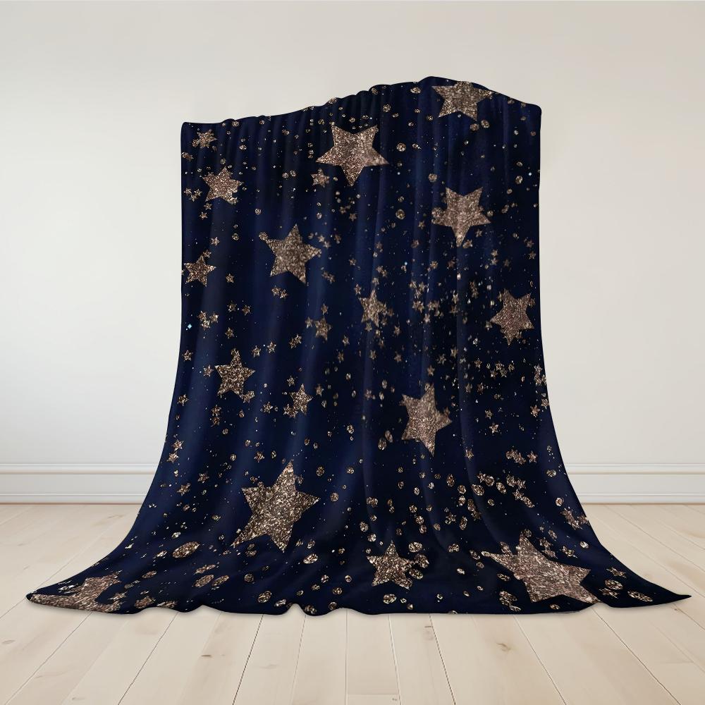 Vergoldete Sternennacht Flanelldecke Warm Weich Halloween Weihnachten Sofa Warm Gemütlich Dekoratives Dekor Geschenk für Alle Jahreszeiten