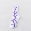Harajuku Hip-Hop Street Sports Skate Socks Tie Dye Lightning Designer Happy White Socks Women