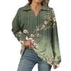 Women's Summer Fashion Casual  Printed V-Neck Long Sleeve Shirt Top