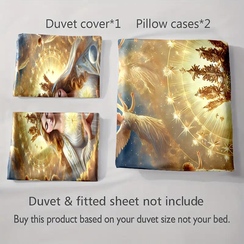 Golden Celestial Portrait Bedding Duvet Cover Sets Duvet Covers Pillowcases Gifts (1 * Duvet Cover 2 * Pillowcases, Without Duvet Insert)