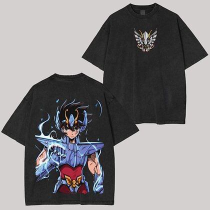 

Saint Seiya Anime Lover Washed T-shirt Year round clothing high quality personality Clothes Plus Size Unisex New Model Streetwear Trendy Cotton L