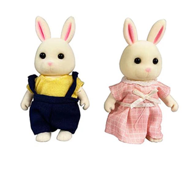 Non-Toxic Simulation Forest Rabbit Family Diy Playset Mini Rabbit Bear Figure Toy Dolls Kids Gifts