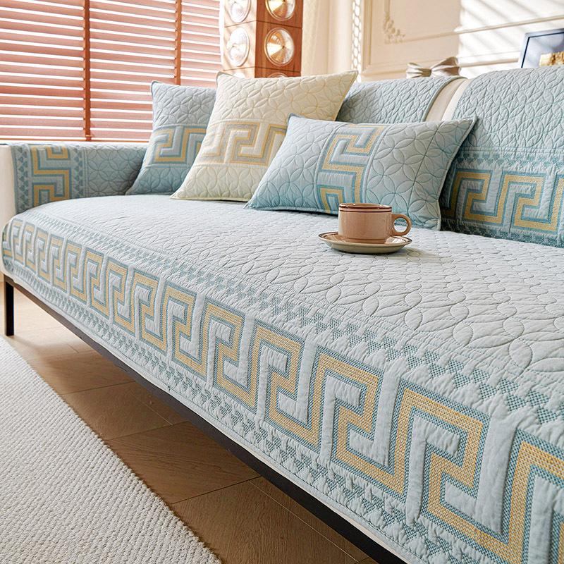 2024 Non-Slip All-Cotton Sofa Cushion Cover for Solid Wood Sofa - Four Seasons Universal Design