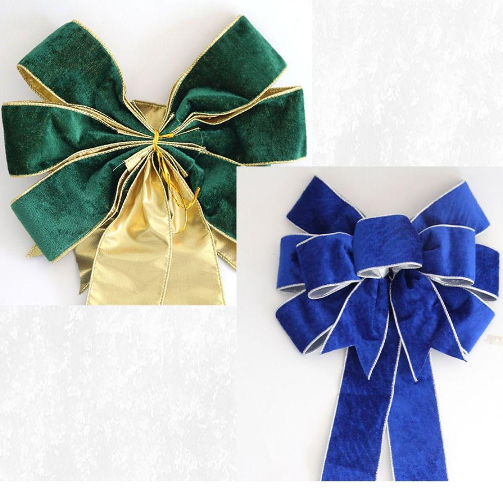 Cloth Christmas Ribbon Knot Bowknot Flocking Bowknot Ornaments Christmas Bowknot Pendant  Christmas