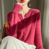 2024 V-Neck Cashmere Cardigan: Women's Versatile Long Sleeve Sweater for Spring, Autumn & Winter