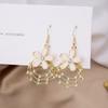 925 Multi-Layer Round Ring With Diamond Flower Earrings, Retro Temperament Lady Looking Thin Fashion Flower Earrings