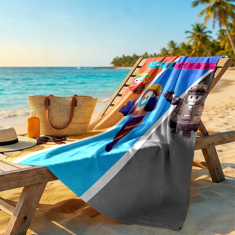 Fall Guys Adventure Beach Towel Quick-Dry Soft Microfiber Comfortable Lightweight Perfect for Traveling Yoga Camping and Swimming
