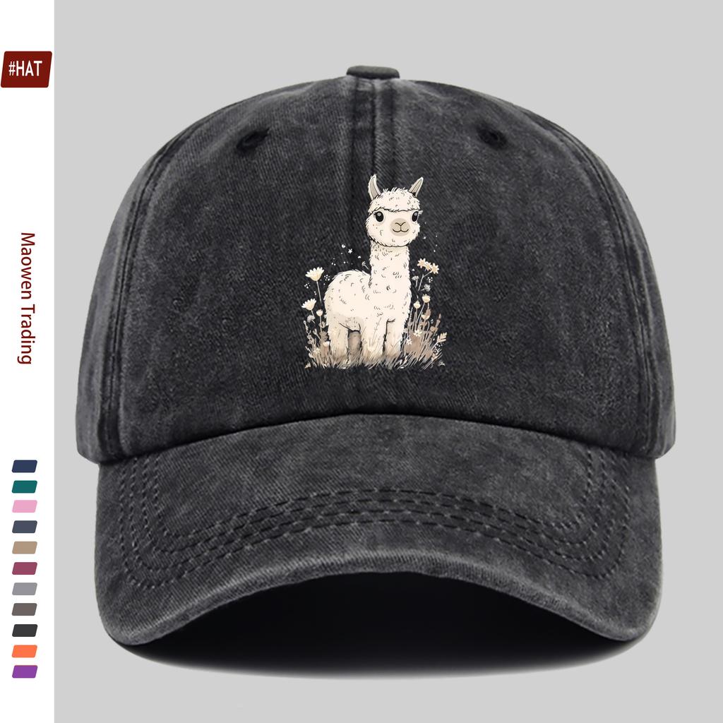 Pc Niedliche Alpaka-Print Baseballkappe Mode Trucker Papa Hut Bequeme Leichte Kopfbedeckung Verstellbarer Riemen Papa Hut Lässig