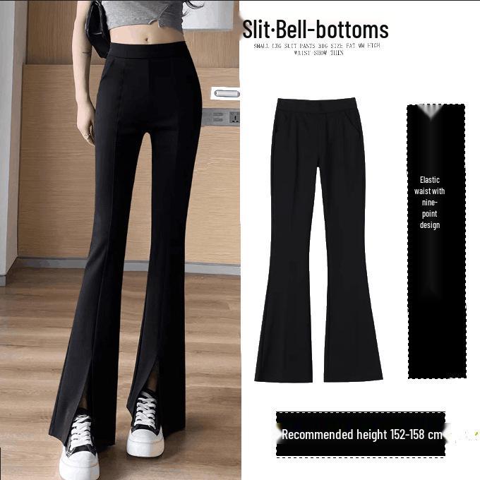 Women s 2026 High Waist Stretch Bell Bottom Pants - Slimming Velvet, Draping Split Style S (for 80-95 catty)
