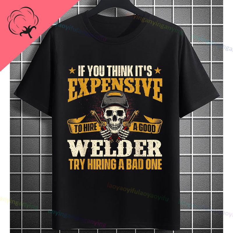 UnisexS Welder Graphic TShirt God Guides My Hands Fashion Shortsleeve Pure Cotton Oneck Casual Humor Style Tshirt