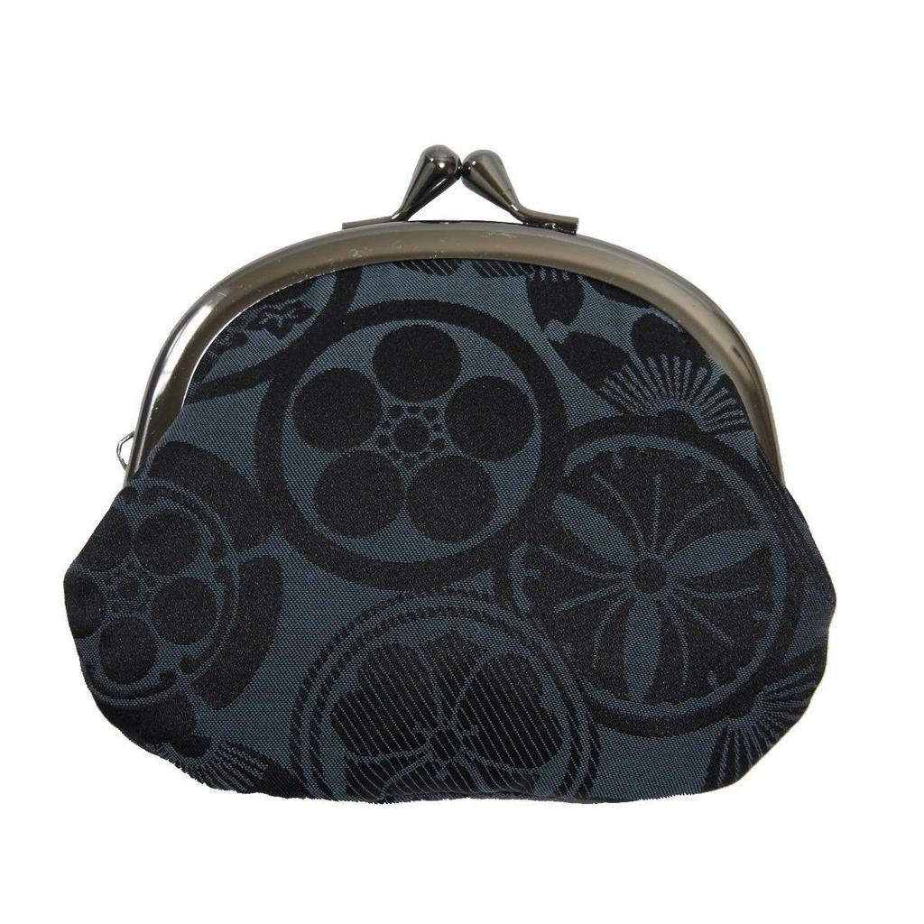 Hasegawa family crest pattern clasp wallet handmade Kyoto artisans coin purse made Japan blue