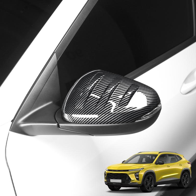 For Chevrolet TRAX CROSSOVER -2026 Carbon Fiber Black Rearview Mirror Decoration Cover Trim Exterior Accessories