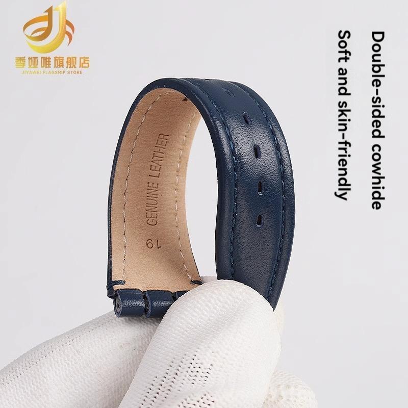 For Swatch YCS YAS YGS Irony Series YAS100G YIS402 Cowhide Calfskin Leather Watch Strap Men Women Wristband 17mm 19mm Blue Black
