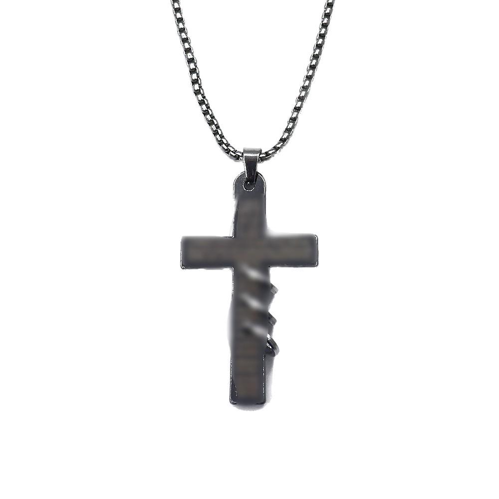 Men's Retro Cross Scripture Pendant Necklace - Hip Hop Style