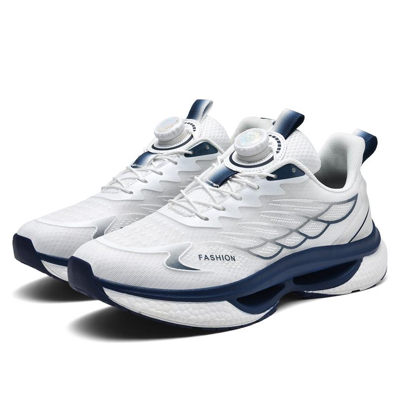 White Men Casual Mesh Sneakers New Autumn Student Running Shoes Twist Buckle Non-slip Breathable Outdoor Soft Sport Shoe