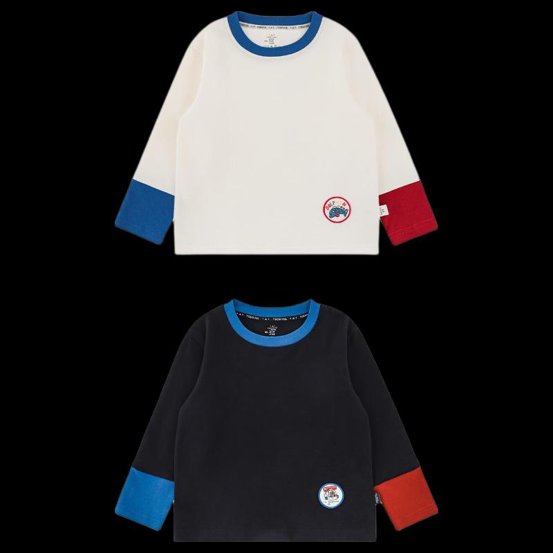 Youyou Boys' Fall Crewneck Long-Sleeve Cotton-Blend Tee