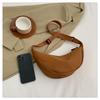 Women Solid Color Zipper Dumpling Bun Crossbody Bag Leisure Inclined Shoulder Bags Adjustable Band Strap Armpit Handbag
