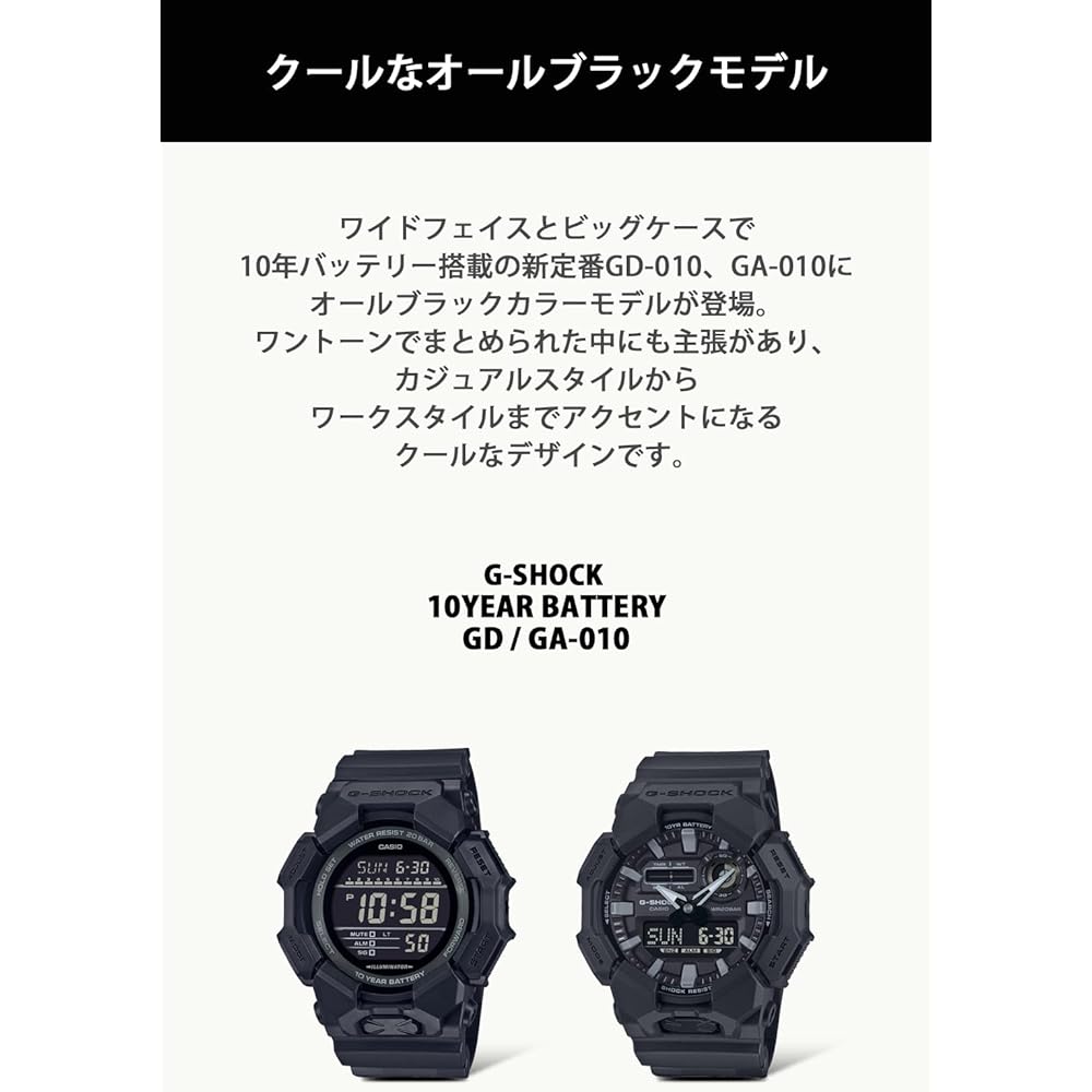 Casio G-Shock Watch (GA-010-1A1JF) Made with Biomass Plastic, Men's, Black (Official Japanese Product)