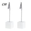 Thick And Thin Paper Clip 2 Pcs Wooden Cube Base Memo Holder with Clips, Mini Table Photo Postcard Number Stands for Name Cards, Photos, Memos,