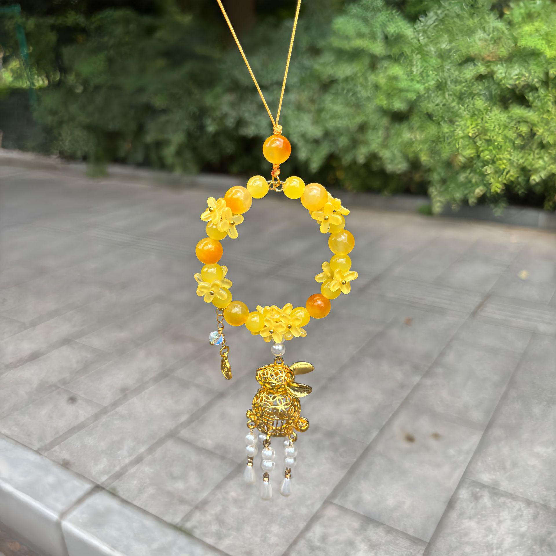 

Изысканный брелок-подвеска в виде фонарика с нефритовым кроликом и османтусом Хунту, сувенир из живописного района Ханчжоу 7.1 cm