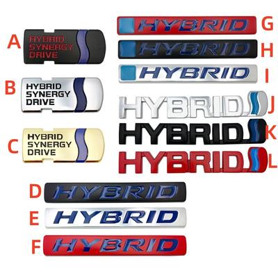 3D Metal HYBRID Car Rear Bumper Trunk Letter Badge Front Door Side Sticker Emblem Compatible With All Hybrid Versions Of Cars