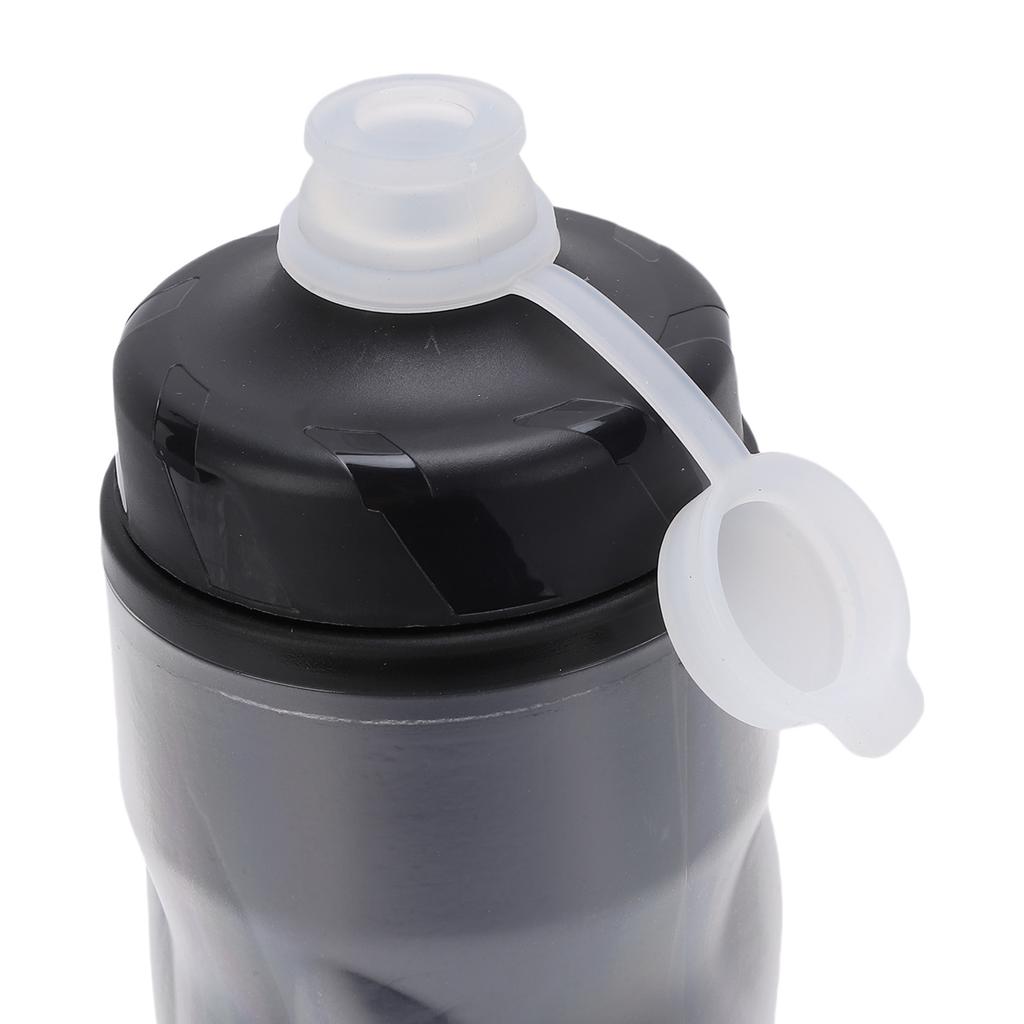 Bike Water Bottle 610ml Large Capacity Insulated Squeeze Cycling Drink Bottle for Hiking Running Travel Black and White Gradient