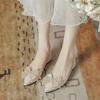 Fashion Summer Rhinestone With Bow Woman Flats Wedding Bride Shoe Chic and Elegant 2025 Comfortable Slip-on Pointed Toe Shoes for Women