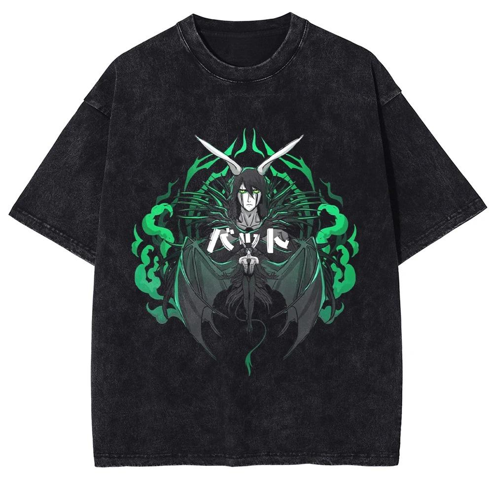 Japan Classic Anime BLEACH Zaraki Kenpachi Print Tshirt Men WomenCasual Tees Vintage Style Cotton Clothing Harajuku Washed Tops