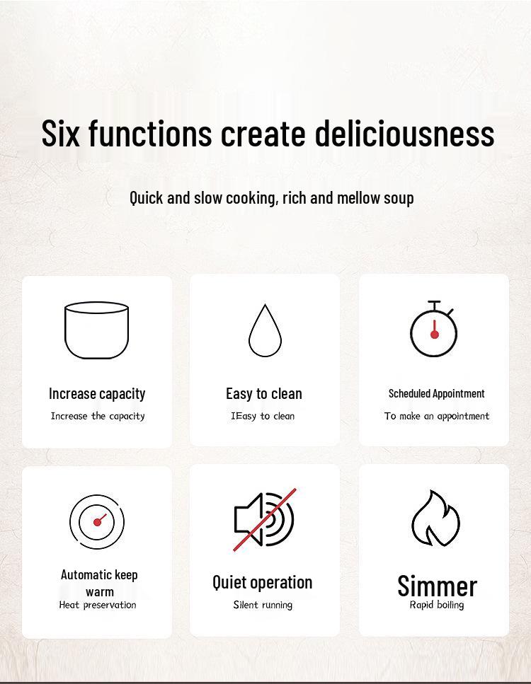 Vollautomatischer elektrischer Schongarer: Keramik-Suppentopf für Brei und multifunktionales Gesundheitskochen.
