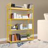 Modern 4-Tier Book Storage Rack, Golden Iron Book Shelf, Holds 220 Lbs, Organize Books & Display Decor, Sturdy Metal Bookcase