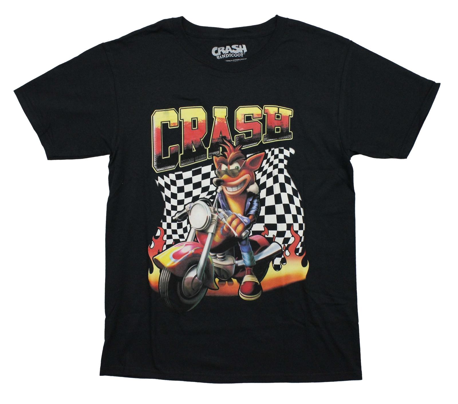 Crash Bandicoot New Adult T-shirt Cool Crash On Motorcycle XXXL