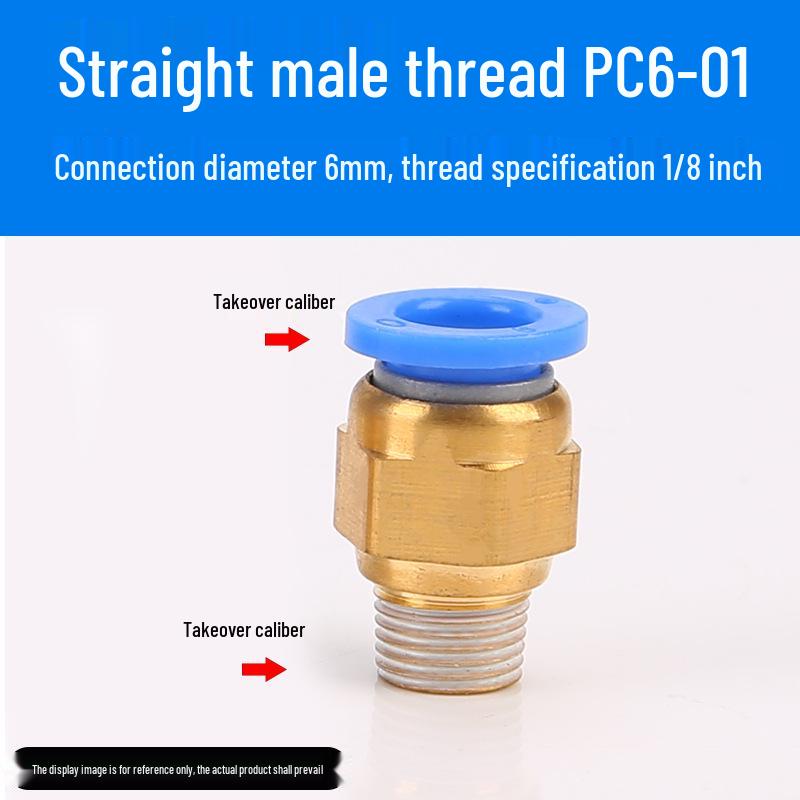 Luftröhre Pneumatischer Schnellverbinder PC8-02, Kupfer Außengewinde, Gerader Schnellsteckverbinder PC10-03/12-04.