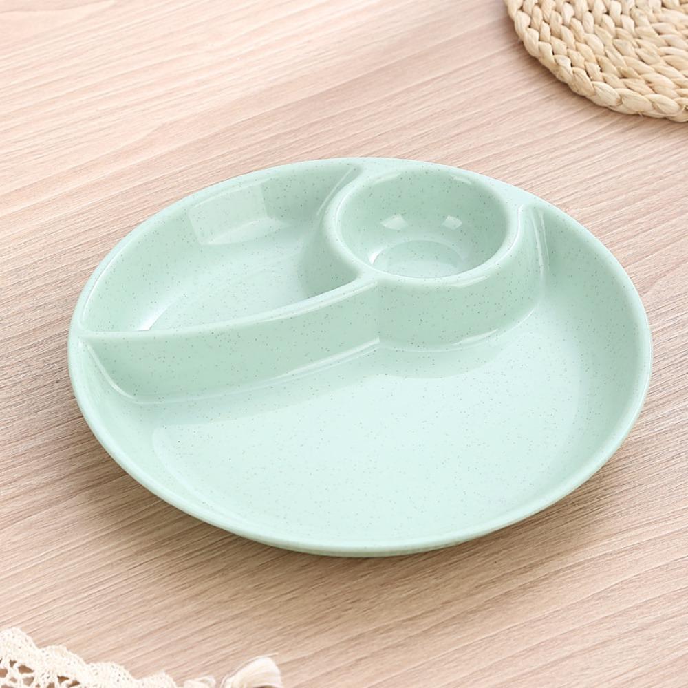 2pcs Household Round Food Plate Microwavable Thickened Divided Dinner Plate Plastic Fruit Serving Tray Salad