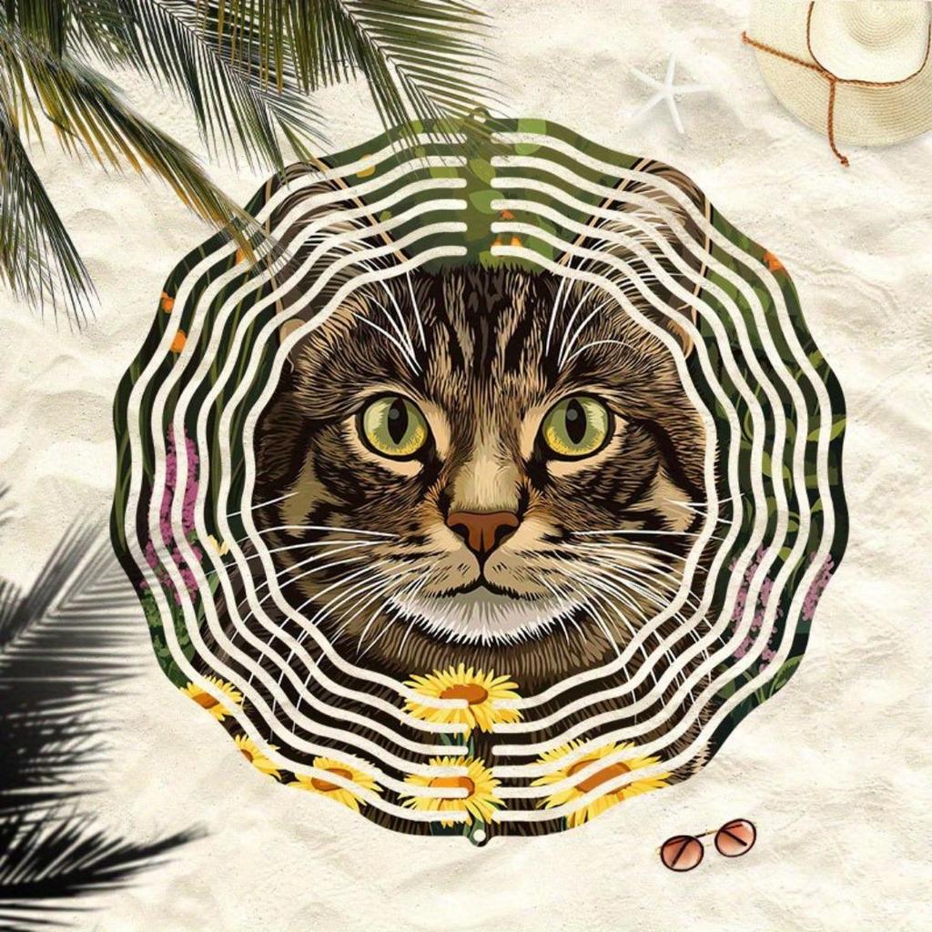 Metal Wind Chime Garden Decor Raccoon Cat Design Vibrant Colors No Batteries Needed for Patio Home Indoor Outdoor Decorative Gift