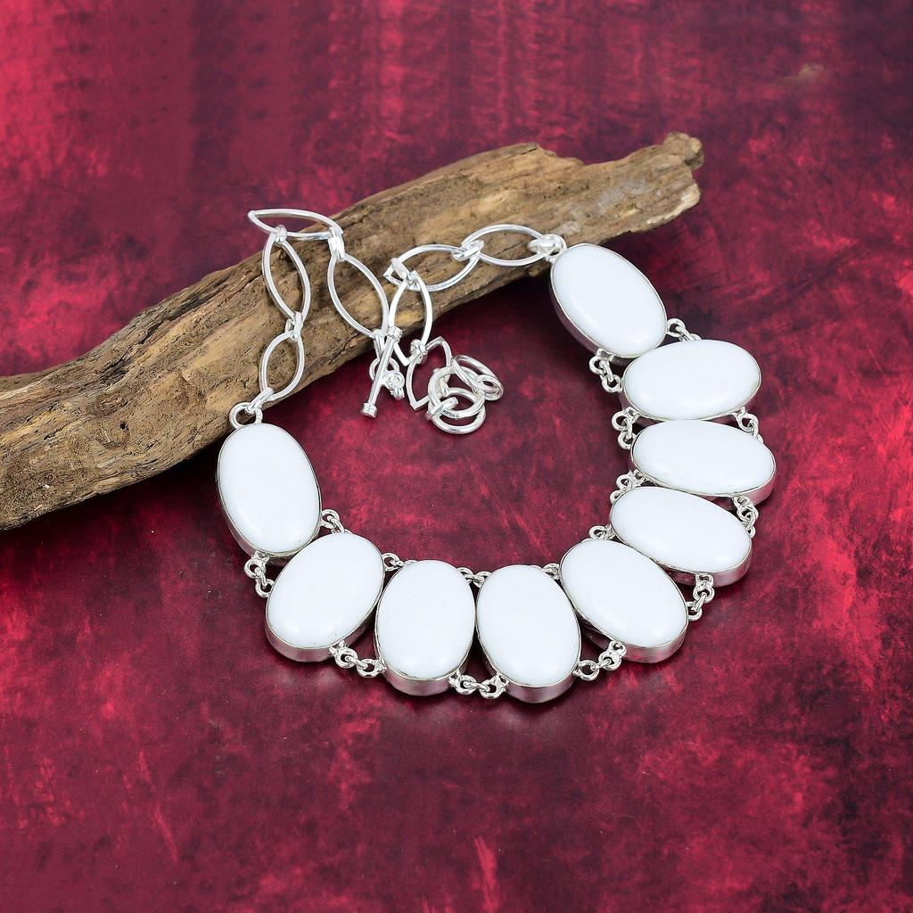 White Coral Handmade Gemstone Necklace, 925 Solid Sterling Silver Necklace Antique Jewelry, For Thanksgiving