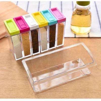 Spice Jar Seasoning Box 6Pcs/Set Kitchen Spice Storage Bottle Jar Transparent PP Salt Pepper Cumin Powder Box Kitchen Tool