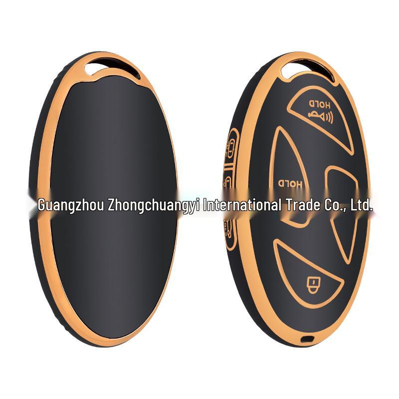 

Чехол для ключа Hyundai Ioniq 6 из ТПУ с пряжкой с золотым краем Piano Black 5 Keys [Single Shell]