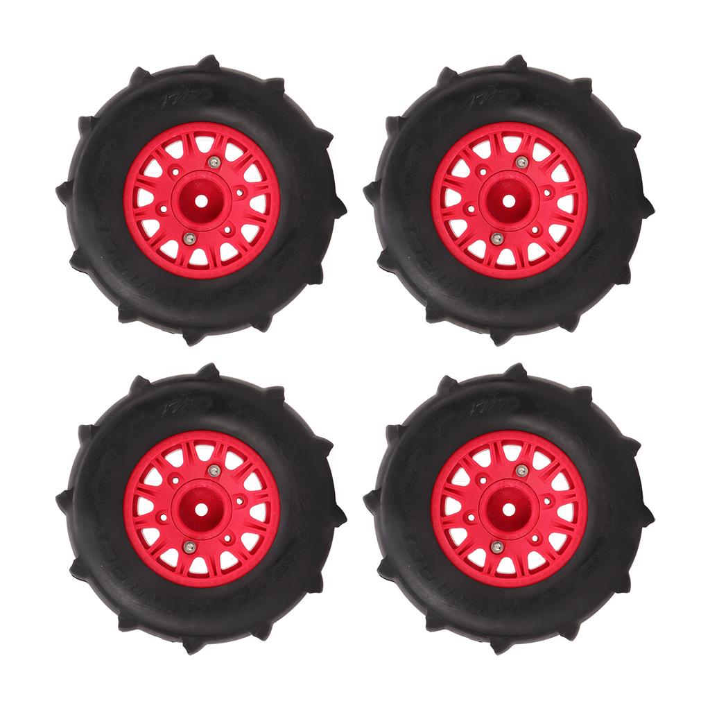 4 PCS RC Car Snow Wheels Tires Excellent Grip Thickened Weighted RC Car Accessories with 12mm 14mm 17mm Colligator Red