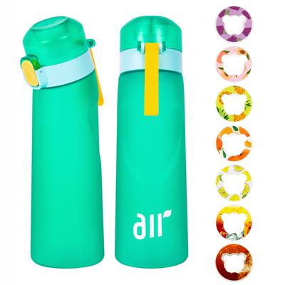 1 pièce Bouteille d'eau Air avec 1 pièce Pods saveur aléatoire Portable Transparente Avec paille Anti-fuite pour Sports d'extérieur Fitness Salle de sport