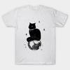 Men Black Print T-shirt Cat No-Cut Transfer Paper Print Cotton Tshirt