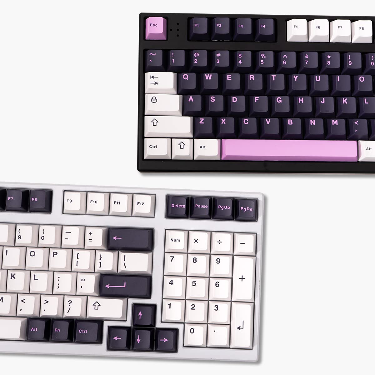 

White Purple Keycap Set Cherry Profile Doubleshot Custom Keycaps 253 Keys for Cherry MX Mechanical Gaming Gear 60% 65% 70% 75% 95% аметист