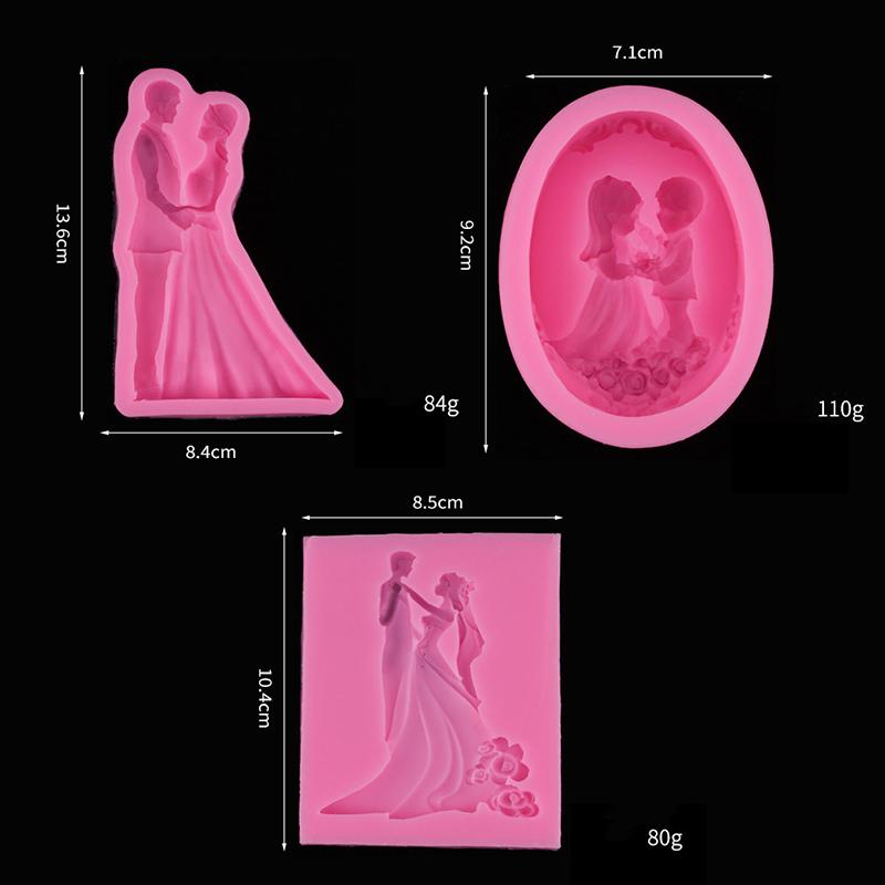 Bride and Groom Silicone Cake Mold 3D Wedding Blessing Fondant Mould Cake Decorating Tools Chocolate Baking Gumpastes Mold
