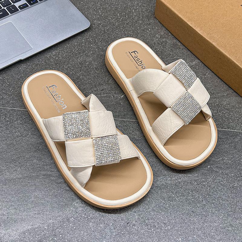 

Женские туфли, увеличивающие рост Water Diamond Модные и универсальные повседневные и прочные тапочки на одно плечо с толстой подошвой 40 бежевый