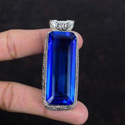 Faceted Tanzanite Quartz Pendant Gemstone Pendant 925 Sterling Silver Pendant Handmade Jewelry Very Pretty Vintage Pendant Engagement Gifts