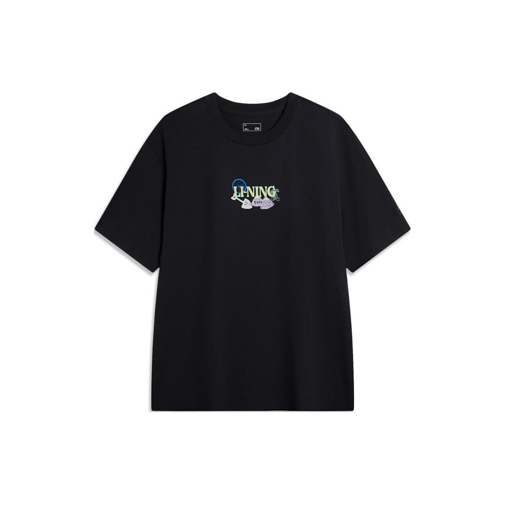 Li-Ning Cool Tea T Quick Dry Refreshing Antibacterial Outdoor Casual Crew Neck Pullover Short Sleeve Drop Shoulder T-Shirt Unisex Tops Black AHSU667-2