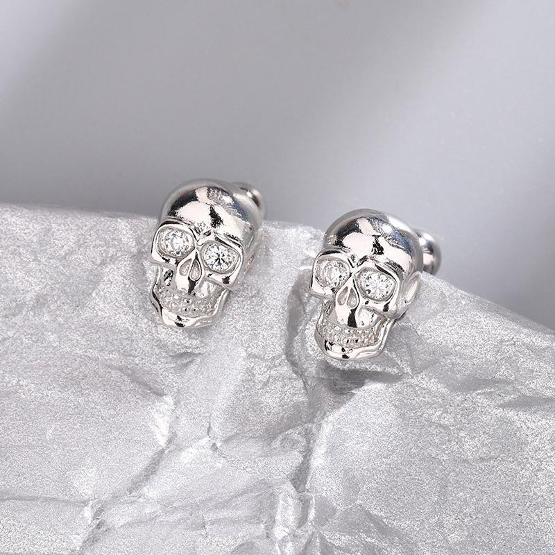 Punk Hip-hop Skeleton Stud Earrings for Men Women Fashion Creative Skull Ear Accessories Halloween Party Gifts Jewelry
