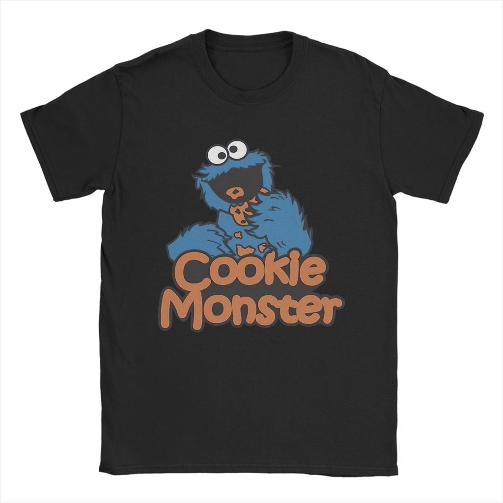 Cookie Monster Sesames Streets T Shirt for Unisex Women Pure Cotton Vintage TShirts Round Neck Tee Shirt Short Sleeve Tops