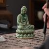 Ceramic Buddha Tea Pet Figurine Green Lotus Base Desktop Zen Decor for Tea Ceremony Home Office Craft Gift