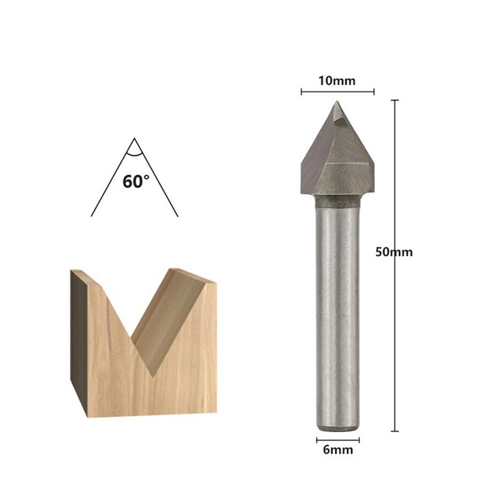 6x10mm 60 Degree V Shape Milling Cutter Chamfer End Mills Woodworking Router Bit Milling Router Bit Trimming Machine Cutter