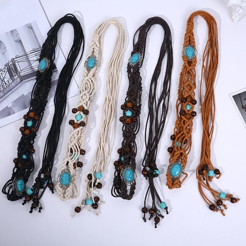 Cowgirl Hüftgürtel für geflochtenen Vintage Bindegürtel mit Perlen für beeindruckenden Webstil Bühne Streetdance